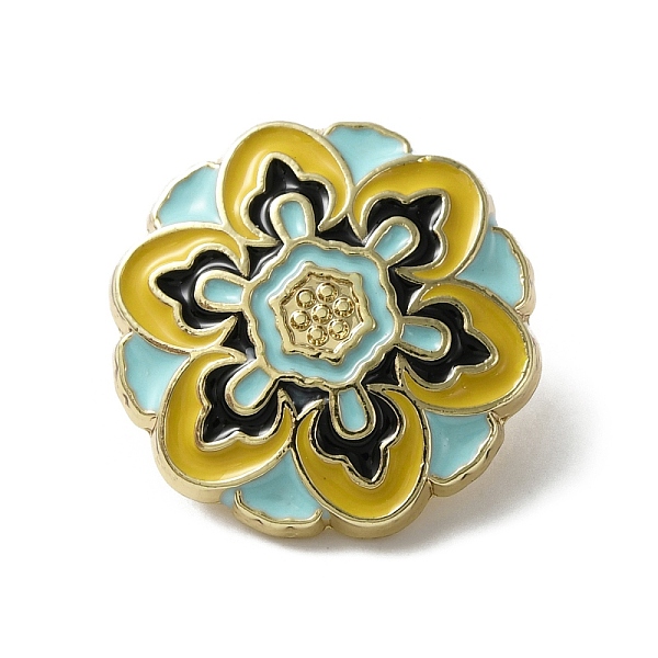 

PandaHall 1-Hole Zinc Alloy Enamel Shank Buttons, Flower Pattern, Round, 17.5x7mm, Hole: 2mm Alloy Round