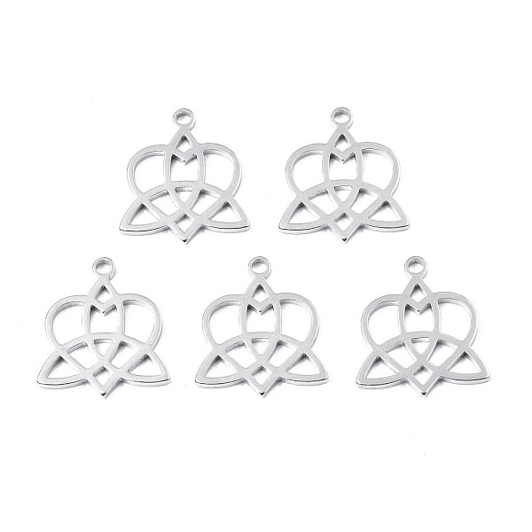 

PandaHall 201 Stainless Steel Pendants, Heart with Trinity Knot, Stainless Steel Color, 21x18.5x1.5mm, Hole: 2mm 201 Stainless Steel Heart