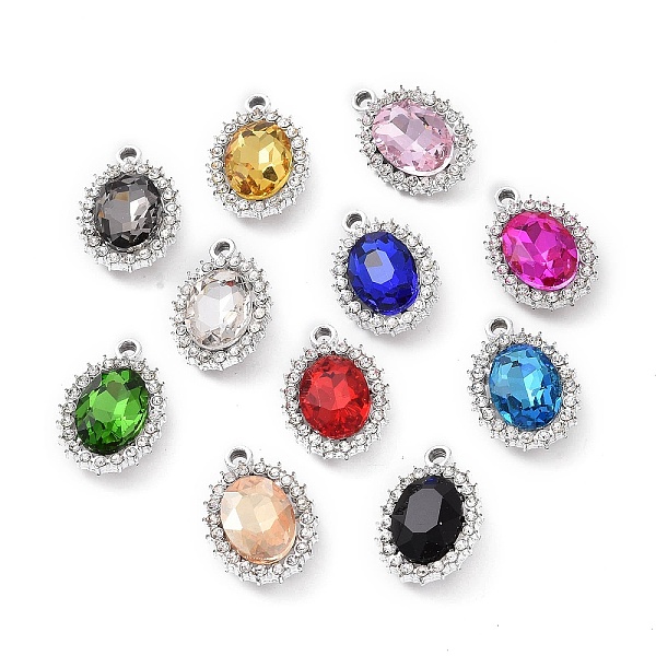 

PandaHall Alloy Rhinestone Pendants, Platinum Tone Oval Charms, Mixed Color, 22.5x15.5x6mm, Hole: 2mm Alloy+Rhinestone Oval Multicolor