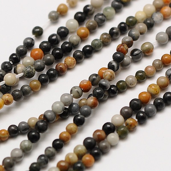 

PandaHall Natural Polychrome Jasper/Picasso Stone/Picasso Jasper Bead Strands, Round, 2mm, Hole: 0.8mm, about 184pcs/strand, 16 inch Picasso...