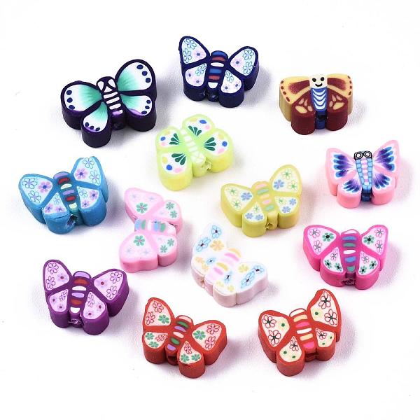

PandaHall Handmade Polymer Clay Butterfly Beads, Mixed Color, 8~10x10~12x4~5mm, Hole: 2mm Polymer Clay Butterfly Multicolor