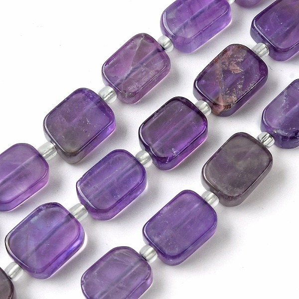

PandaHall Natural Amethyst Beads Strands, with Seed Beads, Rectangle, 11.5~12.5x7.5~10x5~6.5mm, Hole: 0.8~0.9mm, about 13pcs/strand...
