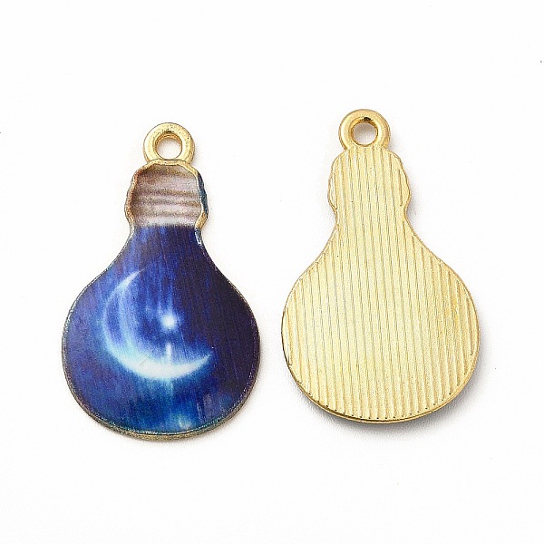 

PandaHall Alloy Printed Pendants, Cadmium Free & Nickel Free & Lead Free, Bulb, Marine Blue, 28x17x2mm, Hole: 1.8mm Alloy Others