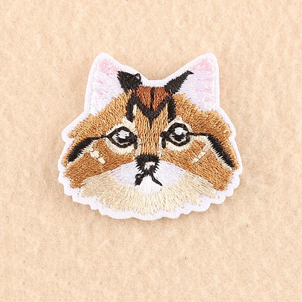 

PandaHall Computerized Embroidery Cloth Iron on/Sew on Patches, Costume Accessories, Appliques, Cat, Peru, 3.5x3.8cm Cloth Cat Shape Brown