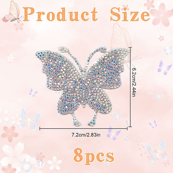 8 Pcs Rhinestone Butterfly Patches