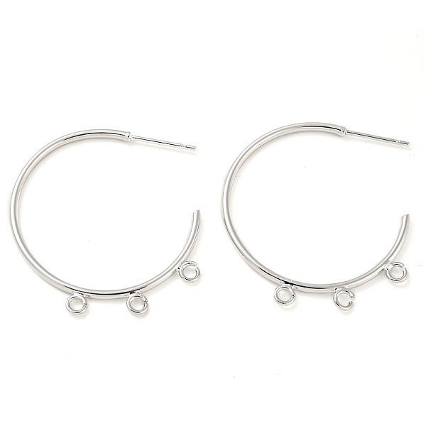 

PandaHall Brass Ring Stud Earrings Findings, Half Hoop Earring Findings, with Loops, Platinum, 33x31x1.6mm, Hole: 1.8mm, Pin: 11x0.7mm Brass...