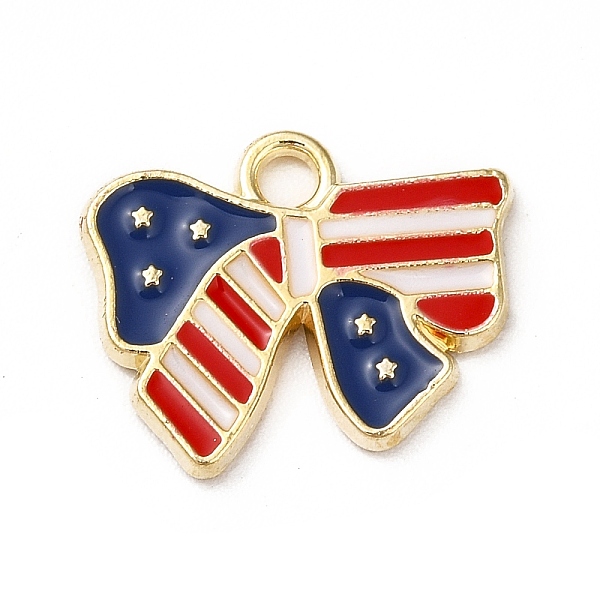 

PandaHall American Flag Style Alloy Enamel Pendants, Cadmium Free & Nickel Free & Lead Free, Golden, Bowknot Charms, Colorful, 13x16x1.5mm...