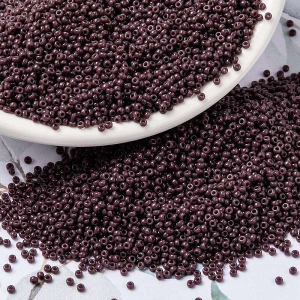 PandaHall MIYUKI Round Rocailles Beads, Japanese Seed Beads, (RR497) Opaque Chocolate, 15/0, 1.5mm, Hole: 0.7mm, about 27777pcs/50g Glass...