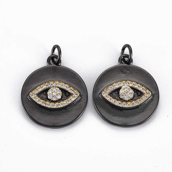 

PandaHall Brass Micro Pave Clear Cubic Zirconia Pendants, with Jump Rings, Nickel Free, Real 16K Gold Plated, Flat Round with Eye, Gunmetal...