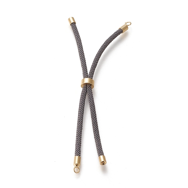 

PandaHall Nylon Twisted Cord Bracelet Making, Slider Bracelet Making, with Eco-Friendly Brass Findings, Round, Golden, Gray, 8.66~9.06 inch...