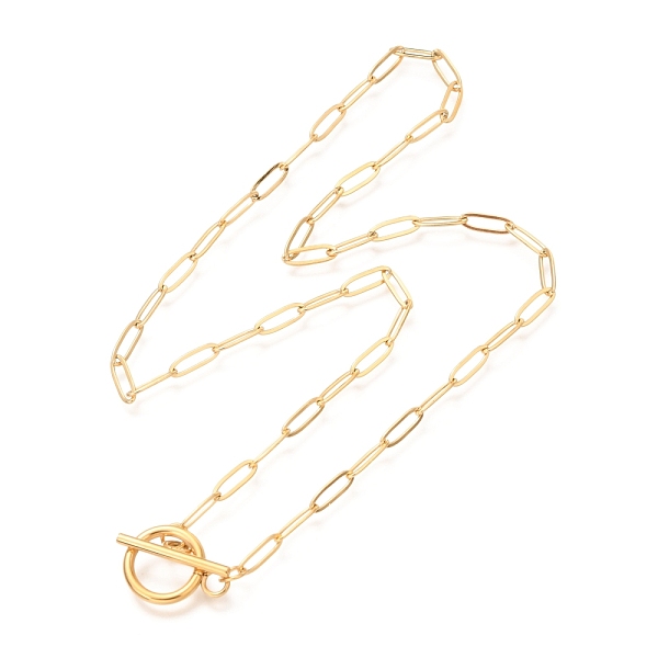Unisex Vacuum Plating 304 Stainless Steel Paperclip Chain Necklaces