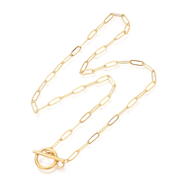 

PandaHall Unisex Vacuum Plating 304 Stainless Steel Paperclip Chain Necklaces, with Toggle Clasps, Golden, 17.71 inch(45cm) 304 Stainless...