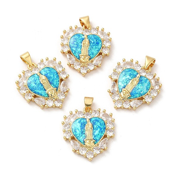 

PandaHall Rack Plating Brass Micro Pave Cubic Zirconia with Synthetic Opal Pendants, with Jump Ring, Lead Free & Cadmium Free, Long-Lasting..., Clear