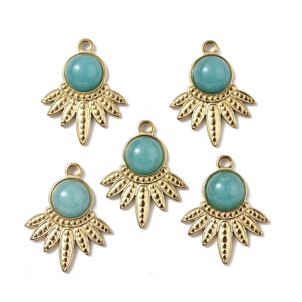 

PandaHall Natural Amazonite Pendants, Maple Leaf Charms, with Vacuum Plating Real 18K Gold Plated 201 Stainless Steel Findings...