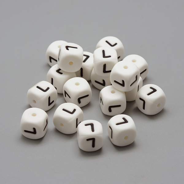 

PandaHall Food Grade Eco-Friendly Silicone Beads, Horizontal Hole, Chewing Beads For Teethers, DIY Nursing Necklaces Making, Letter Style..., White