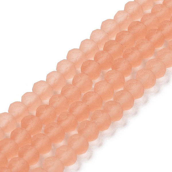 

PandaHall Transparent Glass Beads Strands, Faceted, Frosted, Rondelle, Light Salmon, 4mm, Hole: 1mm Glass Rondelle