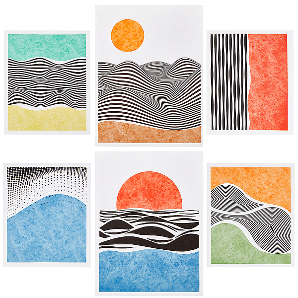 

PandaHall SUPERDANT 6 Pieces Abstract Sea View Sun Canvas Wall Art Prints Artistic Mountainscape Wall Decor Unframed Colorful Mountainscape...