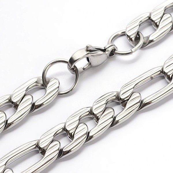 

PandaHall 304 Stainless Steel Figaro Chains Necklaces, with Lobster Claw Clasps, Stainless Steel Color, 23.6 inch(59.9cm) 304 Stainless...