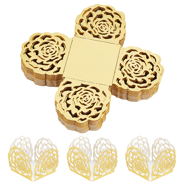 50 boîte d'emballage de bonbons en papier avec fenêtre en forme de fleur de rose