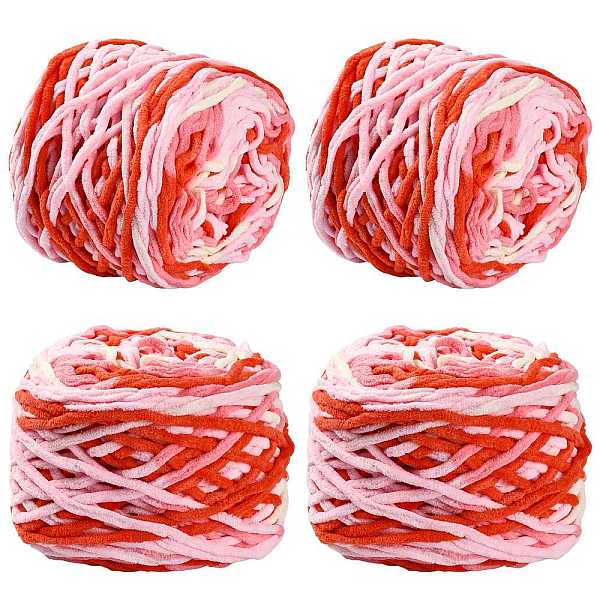 4 Skeins Super Bulky Segment Dyed Chunky Polyester Yarn