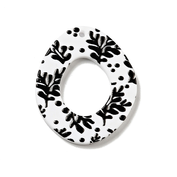 

PandaHall Printed Acrylic Pendants, Oval with Leafy Branch Pattern, Black, 31.5x27x2mm, Hole: 1.5mm Acrylic Oval Black