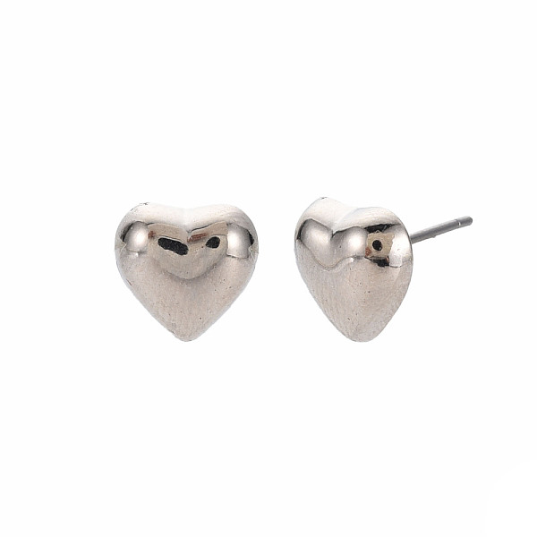 

PandaHall Heart Stud Earrings for Women, Cadmium Free & Lead Free, Silver, 10x10mm, Pin: 0.6mm Plastic Heart Silver