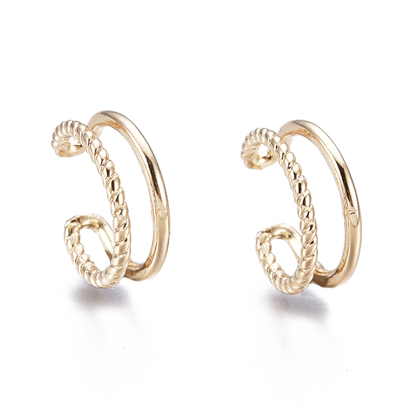 

PandaHall Brass Cuff Earrings, Golden, 11.2x11x6mm, Inner Diameter: 8.8mm Brass
