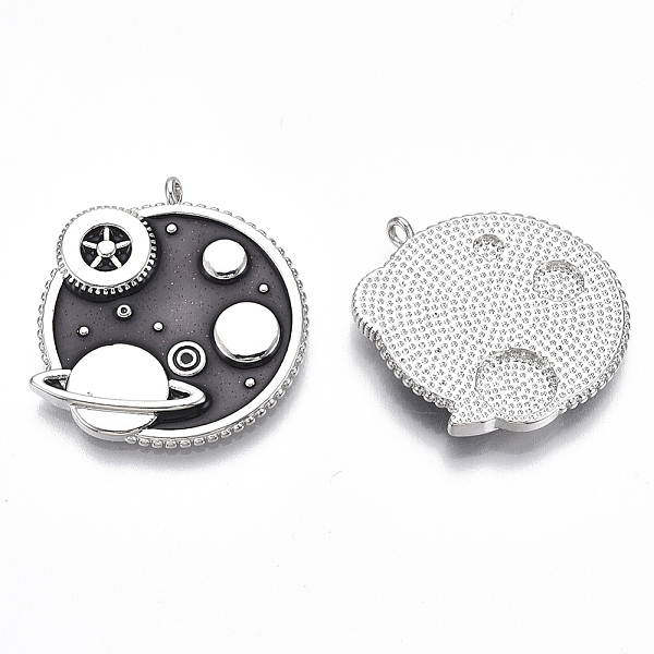 

PandaHall Brass Enamel Pendants, Planet, Universe Space Charms, Nickel Free, Real Platinum Plated, Black, 27x27x2mm, Hole: 1.6mm...