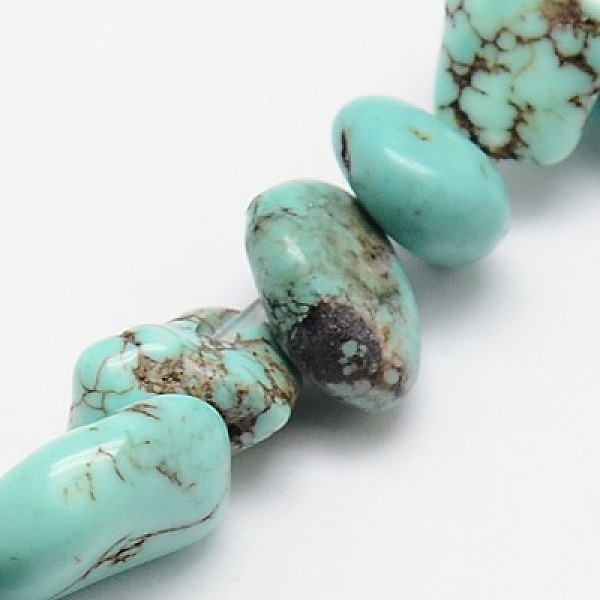 

PandaHall Natural Magnesite Beads Strands, Dyed & Heated, Chips, 6~12x6~18x4~8mm, Hole: 1mm, about 45pcs/strand, 15.75 inch(40cm) Magnesite..., Green