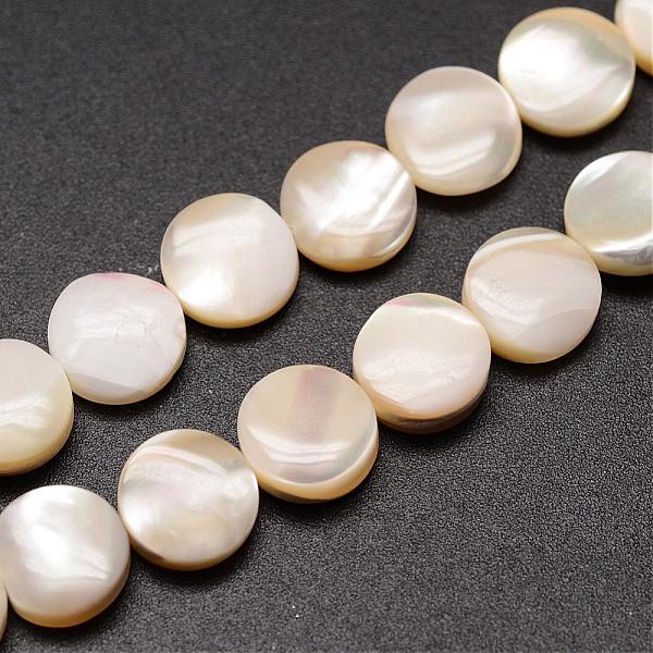

PandaHall Natural Trochid Shell/Trochus Shell Beads Strands, Flat Round, Blanched Almond, 8x3~3.5mm, Hole: 1mm, about 51pcs/strand, 15.75..., Orange