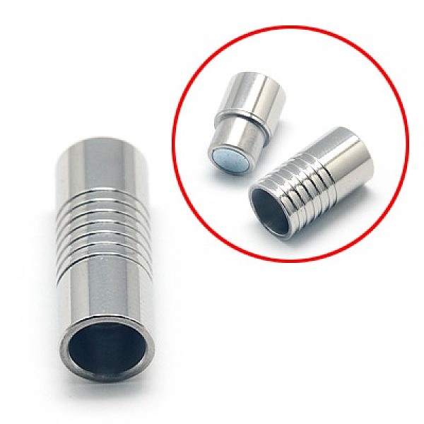 

PandaHall 304 Stainless Steel Magnetic Clasps with Glue-in Ends, Column, Stainless Steel Color, 21x8mm 304 Stainless Steel Column