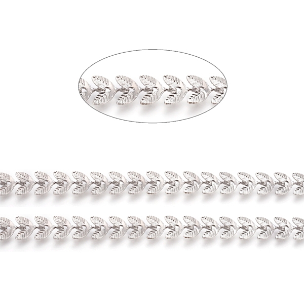 

PandaHall Brass Handmade Cobs Chains, Link Chains, with Spool, Long-Lasting Plated, Soldered, Leaf, Platinum, 7x6x0.5mm, about 32.8 Feet...