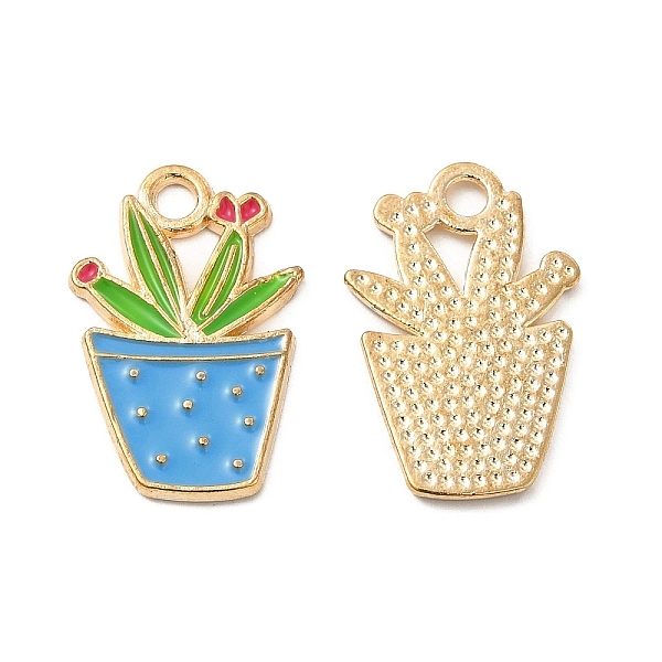

PandaHall Alloy Enamel Pendants, Potted Plant Charm, Golden, Dodger Blue, 22x14.5x1.5mm, Hole: 2.5mm Alloy+Enamel Others