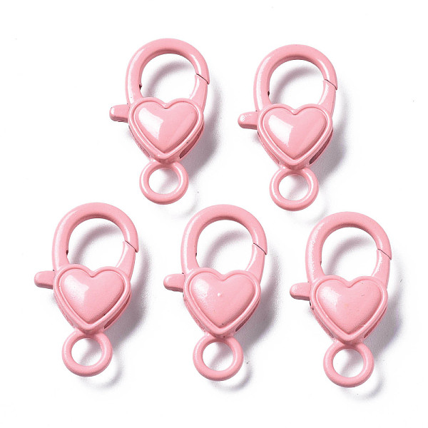 

PandaHall Spray Painted Eco-Friendly Alloy Lobster Claw Clasps, Cadmium Free & Nickel Free & Lead Free, Heart, Pink, 27x15x6.5mm, Hole: 4mm...