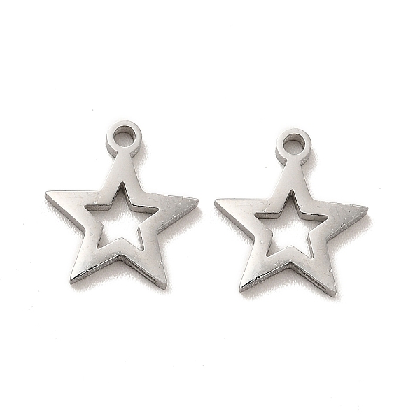 

PandaHall 304 Stainless Steel Charms, Hollow Star, Stainless Steel Color, 12x11x1.4mm, Hole: 1.4mm 304 Stainless Steel Star