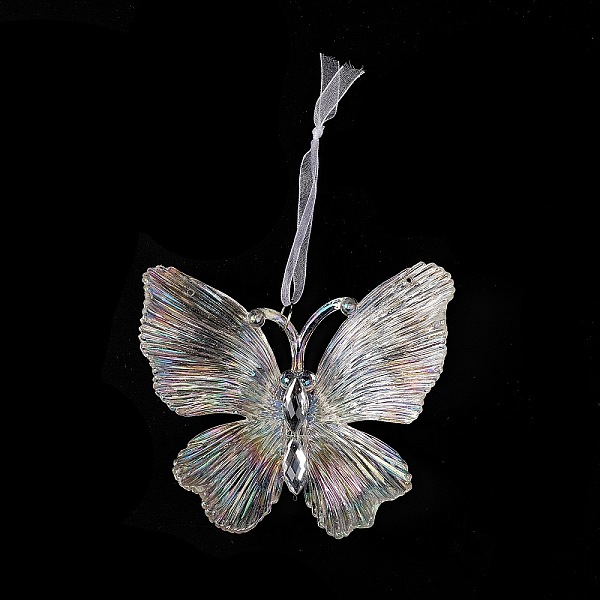 

PandaHall Christmas Transparent Acrylic Big Pendant Decorations, for Christmas Tree Hanging Oranments, Butterfly, 147mm Acrylic Butterfly..., White