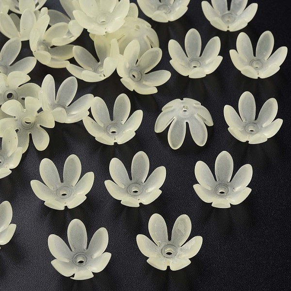 

PandaHall Transparent Acrylic Beads, Frosted, Flower, Champagne Yellow, 19x17x10mm, Hole: 3mm, about 764pcs/500g Acrylic Flower