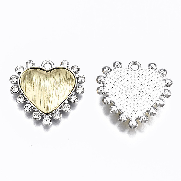 

PandaHall Alloy Pendants, with Crystal Rhinestone, Heart, Cadmium Free & Lead Free, Platinum, 23.5x24.5x5mm, Hole: 2mm Alloy+Rhinestone..., Clear