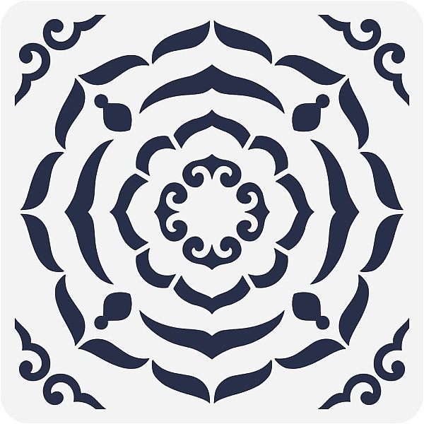 

PandaHall FINGERINSPIRE Floral Pattern Tile Stencil 11.8x11.8 inch Reusable Symmetry Flower Painting Stencil DIY Wallpaper Alternative Large...