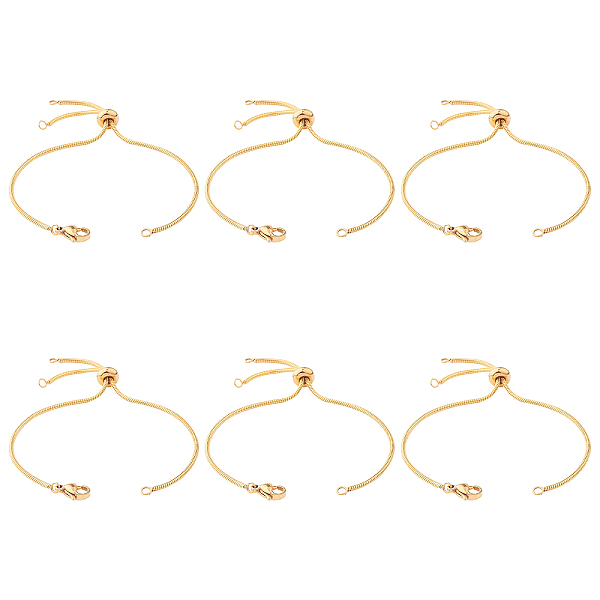 

PandaHall SUNNYCLUE 6Pcs Brass Slider Bracelets Makings, with Box Chains and Lobster Claw Clasps, Light Gold, 9-7/8 inch(25cm), Hole: 1.5mm...