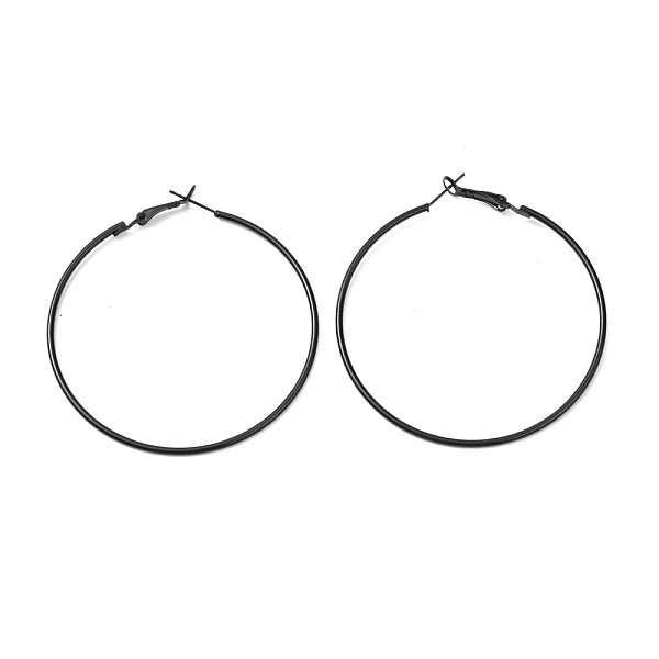 

PandaHall Baking Paint 201 Stainless Steel Hoop Earrings, Ring, Black, 59mm, Pin: 0.5mm 201 Stainless Steel Ring Black