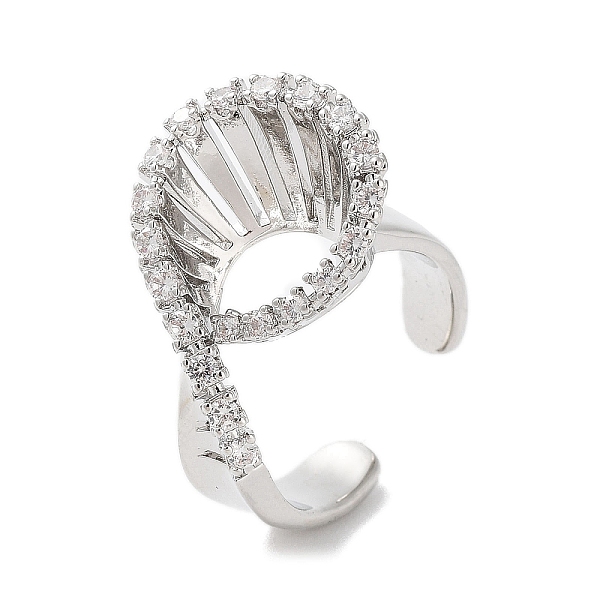 

PandaHall Rack Plating Brass Micro Pave Cubic Zirconia Cuff Rings, Long-Lasting Plated for Women, Lead Free & Cadmium Free, Platinum, US...