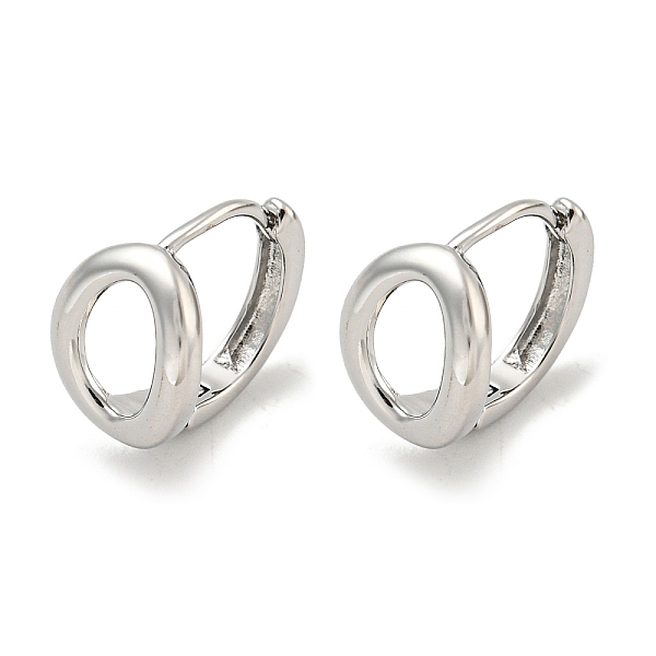 

PandaHall Brass Hoop Earrings, Real Platinum Plated, 13x9.5mm Brass Oval