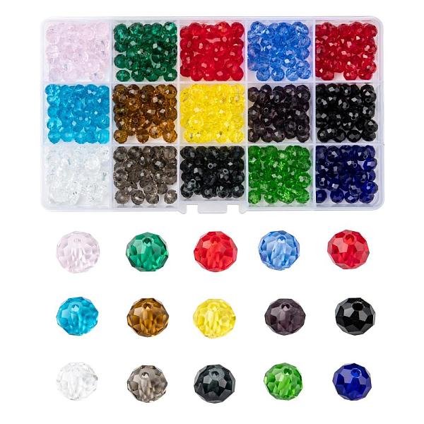 

PandaHall Opaque Solid Color Glass Beads, Faceted, Rondelle, Mixed Color, 8x6mm, Hole: 1mm, 15 colors, 30pcs/color, 450pcs/box Glass..., Multicolor
