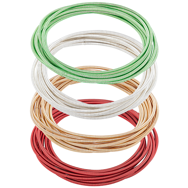 

PandaHall BENECREAT 40Pcs 4 Styles Steel Wire Round Snake Chain Stretch Bracelets Set, Guitar String Coil Bracelets for Women, Mixed Color..., Multicolor