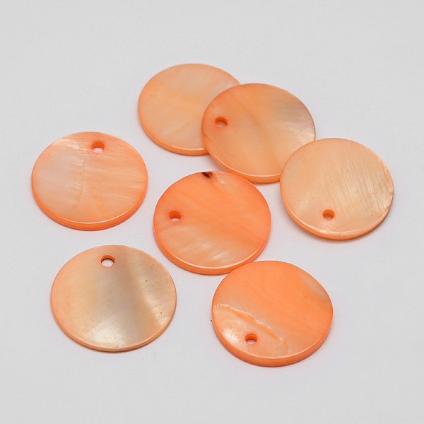 Dyed Natural Flat Round Shell Pendant