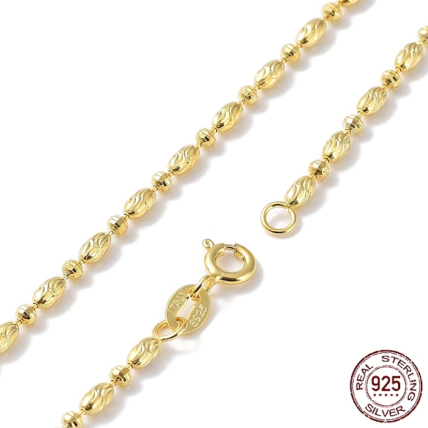 

PandaHall 925 Sterling Silver Oval Ball Chain Necklace for Women, with S925 Stamp, Real 18K Gold Plated, 18-1/8 inch(46.1cm) Sterling Silver