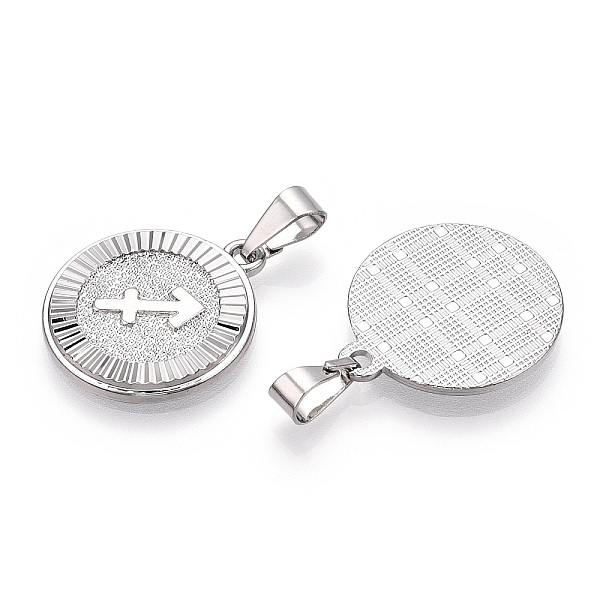 

PandaHall Brass Pendants, Twelve Constellations, Flat Round, Platinum, 24x20.5x2mm, Hole: 3.5x7mm Brass Flat Round
