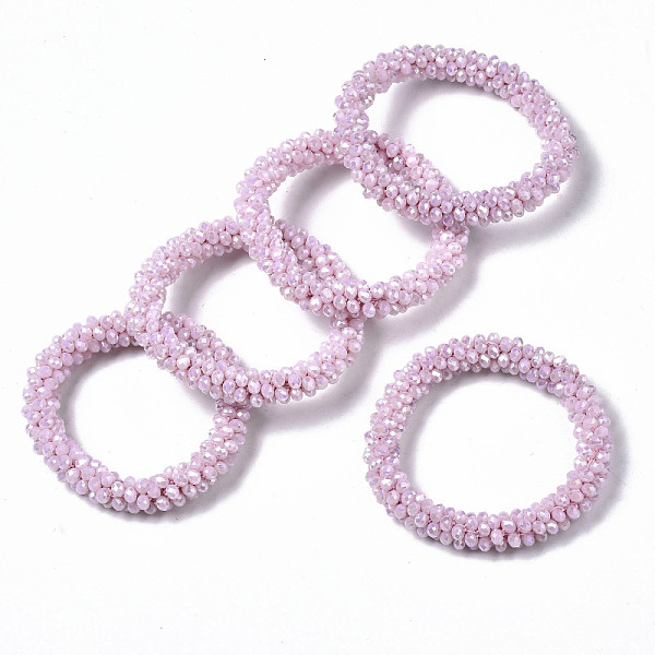 Faceted Opaque Glass Beads Stretch Bracelets