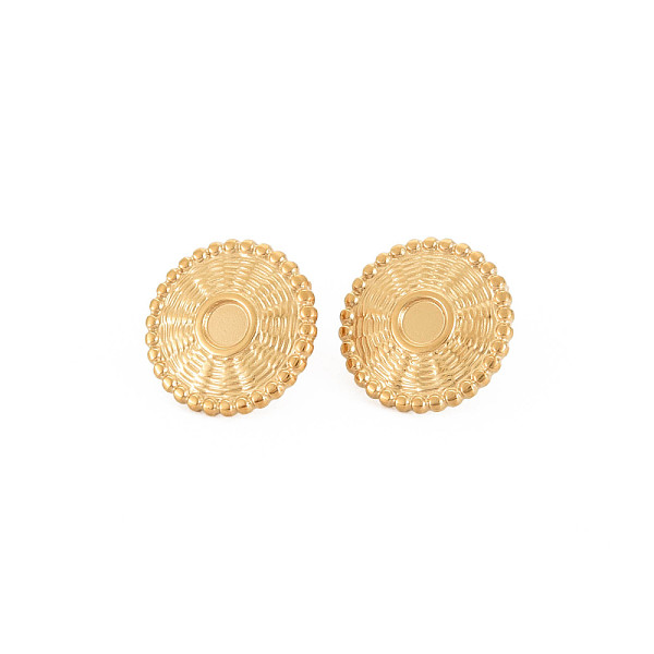

PandaHall Ion Plating(IP) 304 Stainless Steel Stud Earring Findings, Earring Setting for Enamel, with Ear Nuts and Loops, Flat Round, Real...